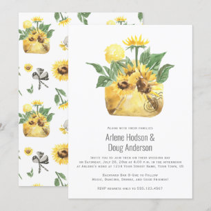 Sunflowers Backyard Casual Wedding Bar-B-Que Invitation