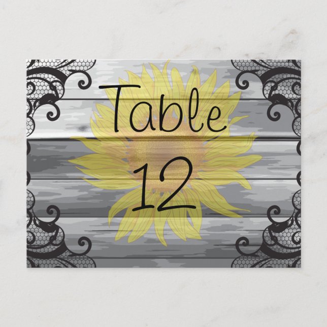 Sunflowers Barn Wood and Black Lace Postcard (Front)