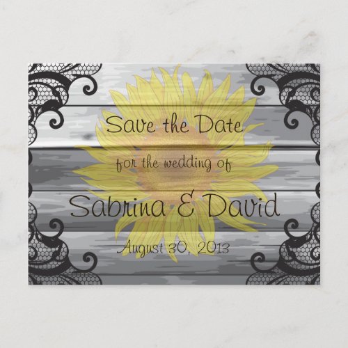 Sunflowers Barn Wood Collection Save the Date Announcement Postcard