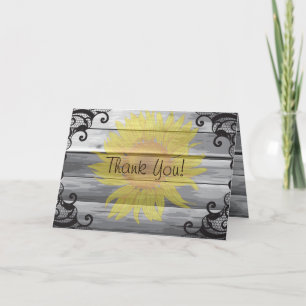 Sunflowers Barn Wood Collection Thank You Card