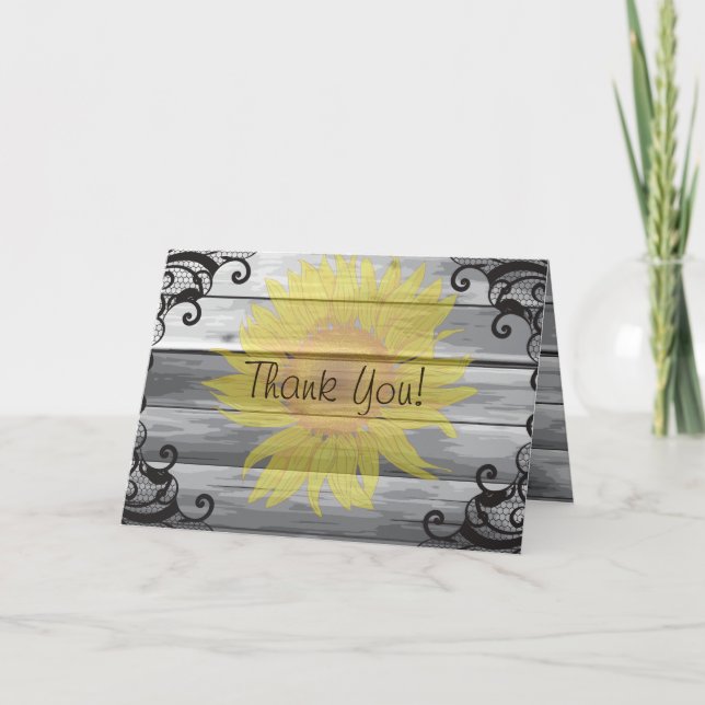 Sunflowers Barn Wood Collection Thank You Card (Front)