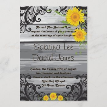 Sunflowers Barn Wood Collection Wedding Invitation by Wedding_Trends at Zazzle