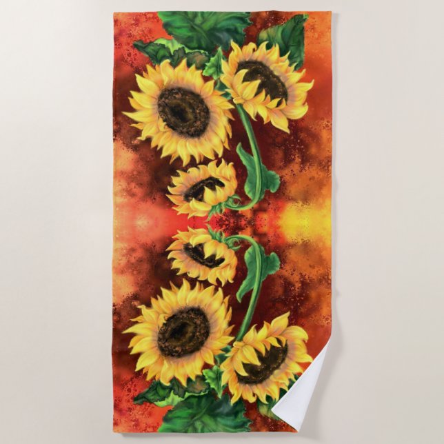 Sunflowers Beach Towel (Front)
