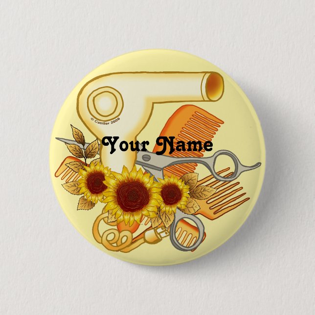 Sunflowers Beautician  pin button (Front)
