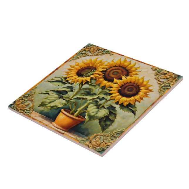 Sunflowers Beautiful Modern Collection Ceramic Tile (Side)