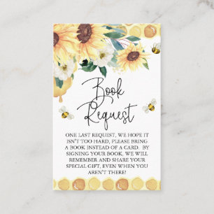 Sunflowers Bee Baby Shower Book Request Insert