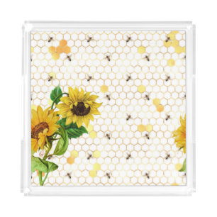 Sunflowers & Bees Acrylic Tray