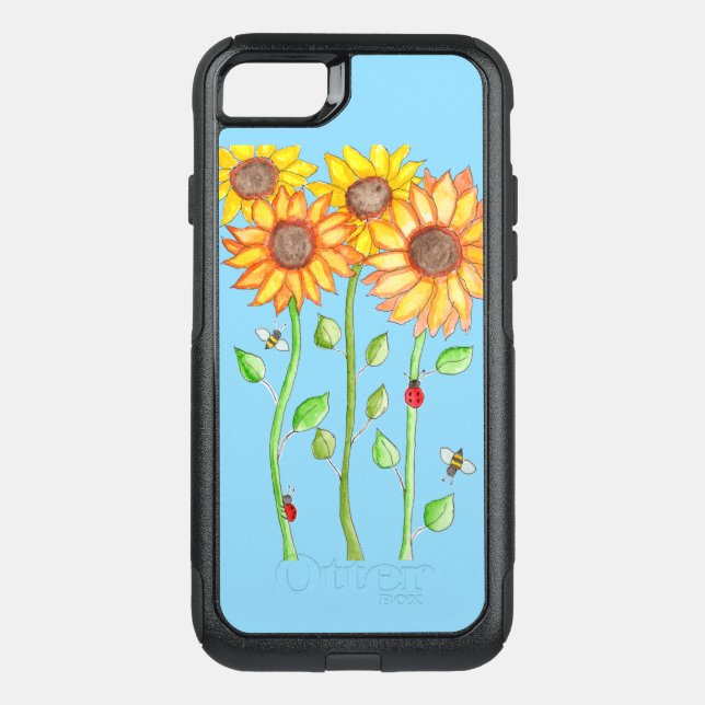 Sunflowers, Bees and Ladybugs Otterbox iPhone Case (Back)