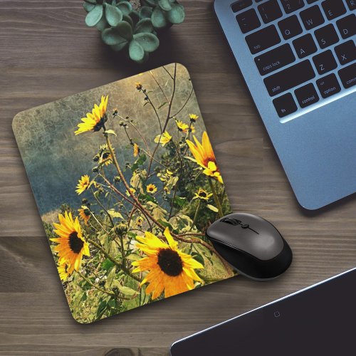 Sunflowers Before The Storm Clouds Photograph Mouse Pad