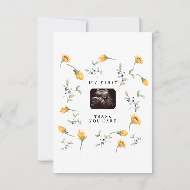 Sunflowers, Berries & Foliage Funny Baby Shower  Thank You Card (Front)