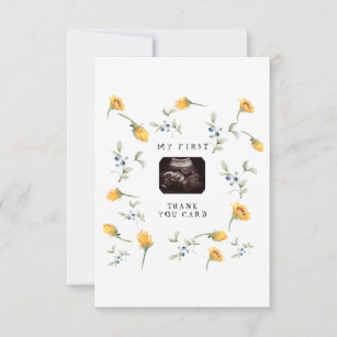 Sunflowers, Berries & Foliage Funny Baby Shower  Thank You Card