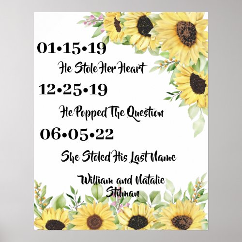 Sunflowers Best Day Wedding Date Yes Day Poster