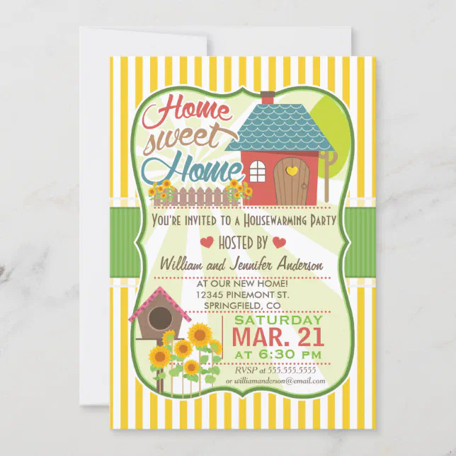 Sunflowers & Birdhouse Housewarming Party Invitation | Zazzle