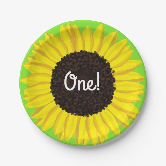 Sunflowers Birthday Party Paper Plates (Front)
