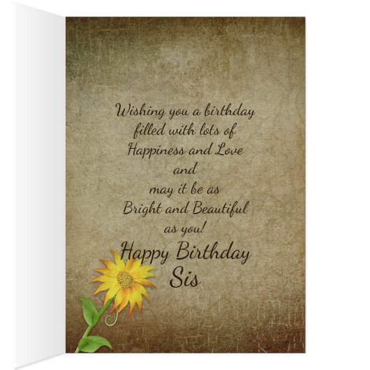 Sunflowers - Birthday - Sister (Inside (Right))
