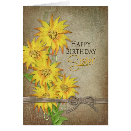 Sunflowers - Birthday - Sister Cards (Front)