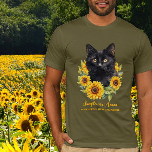 Sunflowers Black Cat Farm Name T-Shirt