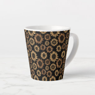 Sunflowers black gold elegant latte mug