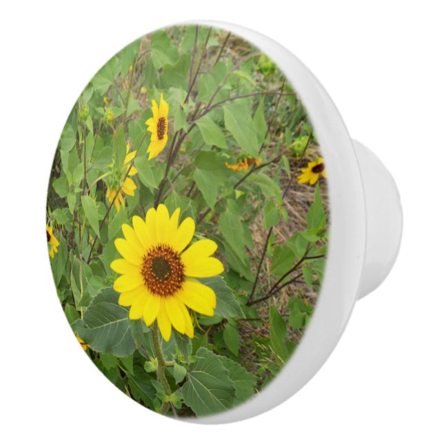 Sunflowers Blowing In The Wind, Ceramic Knob (Right)