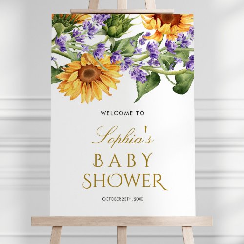  Sunflowers  Blue Floral Baby Shower Welcome Sign