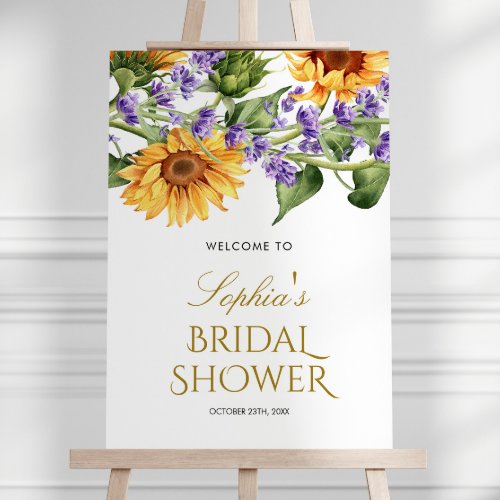 Sunflowers  Blue Floral Bridal Welcome Sign