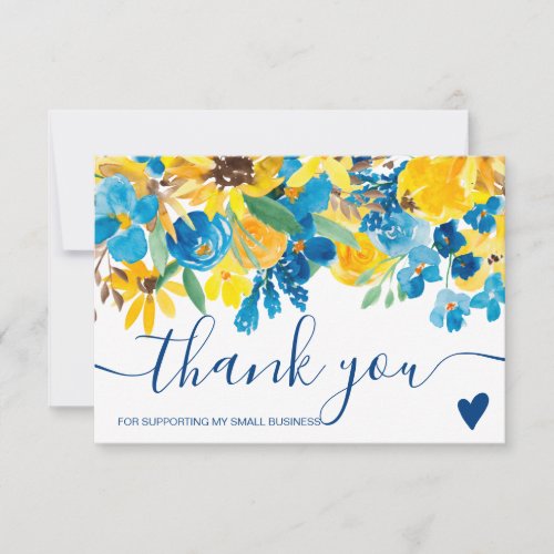Sunflowers blue floral watercolor order thank you