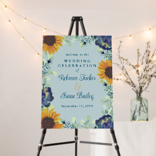 Sunflowers & Blue Flowers Greenery Floral Wedding Foam Board
