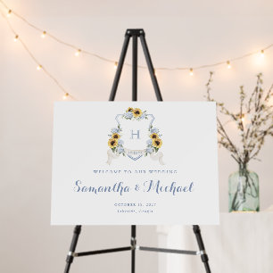 Sunflowers Blue Hydrangea Crest Welcome Foam Board