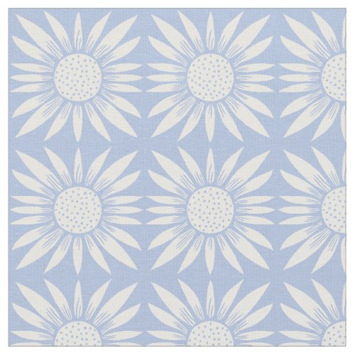 Sunflowers Blue Tile Pattern Fabric