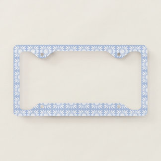 Sunflowers Blue White Tile Pattern License Plate Frame