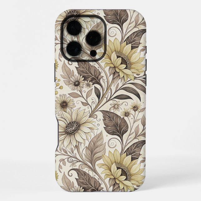 Sunflowers Boho Art Nouveau iPhone Case (Back)