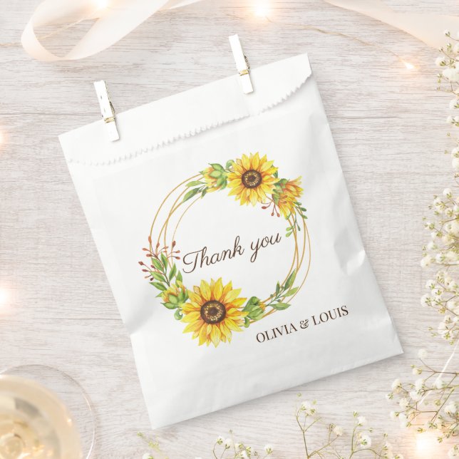 Sunflowers boho wedding  favor bag (Clipped)