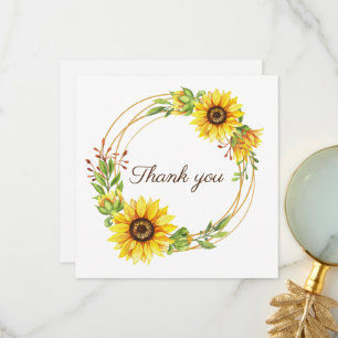 Sunflowers boho wedding thank you card 