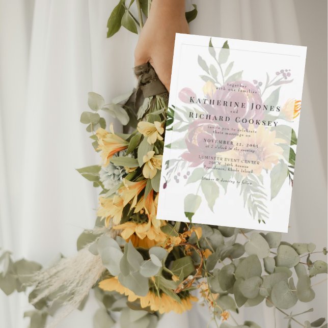 Sunflowers Bold Watercolor Floral Wedding Invitation (Creator Uploaded)