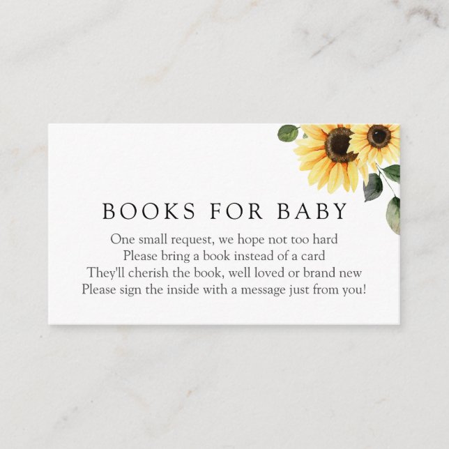 Sunflowers Books for Baby insert card (Front)