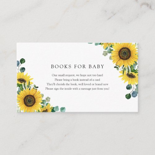 Sunflowers Books for Baby insert card