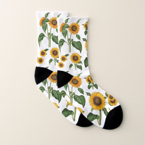 Sunflowers Botanical Greenery Socks
