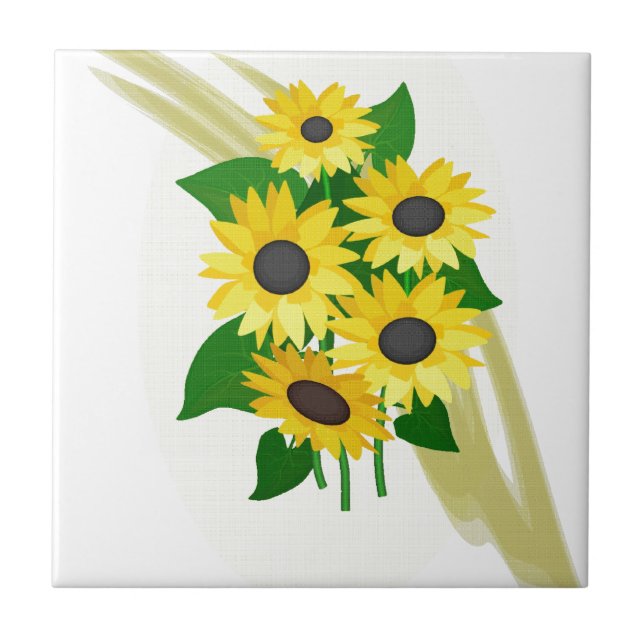Sunflowers Bouquet Ceramic Tile (Front)