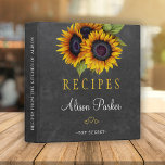 Sunflowers bouquet chalkboard rustic recipes binder<br><div class="desc">Editable text recipes binder featuring rustic big sunflowers bouquets on a dark gray chalkboard background. Insert your text in the spots! This recipe book can be a beautiful gift for your own kitchen or a keepsake personalized gift for someone special,  anniversary,  birthday,  Christmas,  bridal shower or wedding gift.</div>