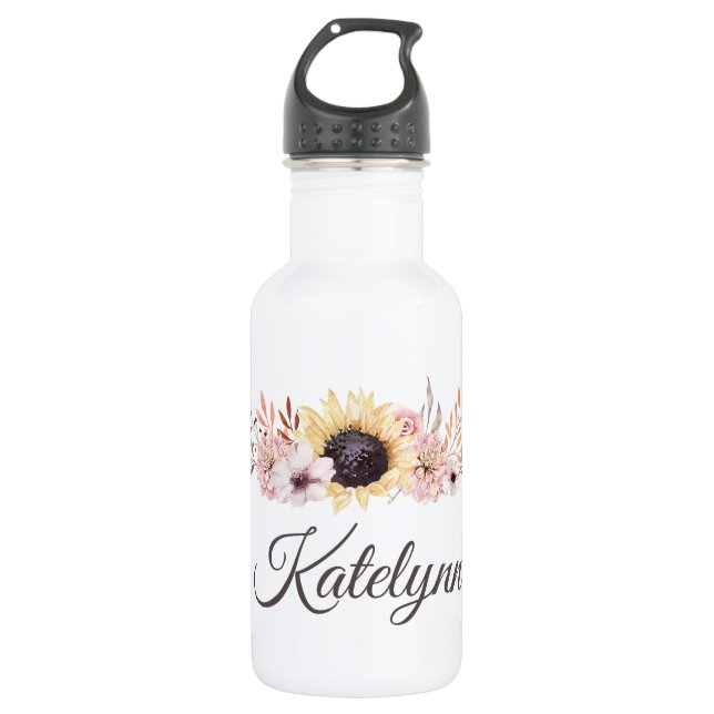Sunflowers Bouquet Personalized Water Bottle (Front)