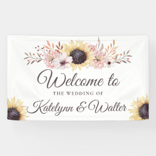 Sunflowers Bouquet Wedding Welcome Banner