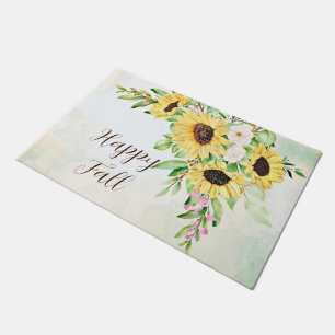 Sunflowers bouquet with customizable text doormat