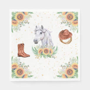 Sunflowers Boy Horse Birthday Party Napkins