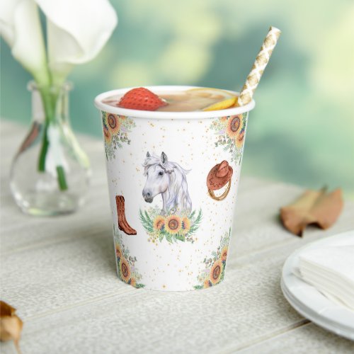 Sunflowers Boy Horse Birthday Party Paper Cups