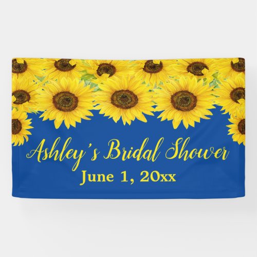Sunflowers Bridal Shower Backdrop Blue Floral Prop Banner