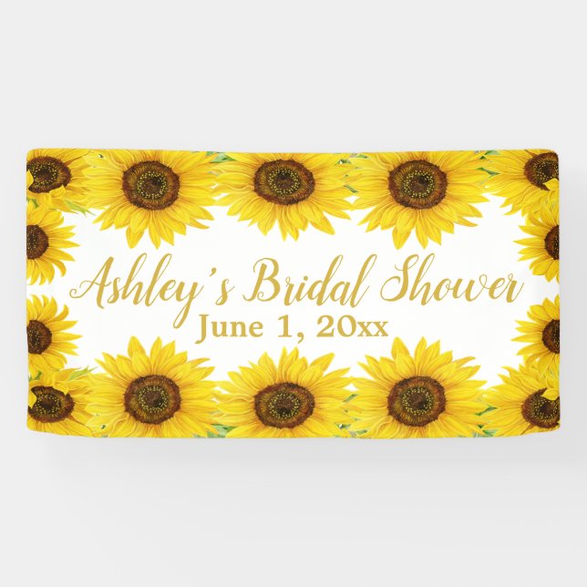 Sunflowers Bridal Shower Backdrop Boho Floral Prop Banner (Horizontal)