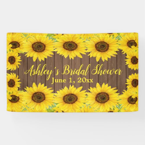 Sunflowers Bridal Shower Backdrop Rustic Wood Prop Banner