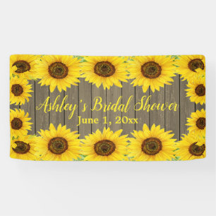 Sunflowers Bridal Shower Backdrop Rustic Wood Prop Banner