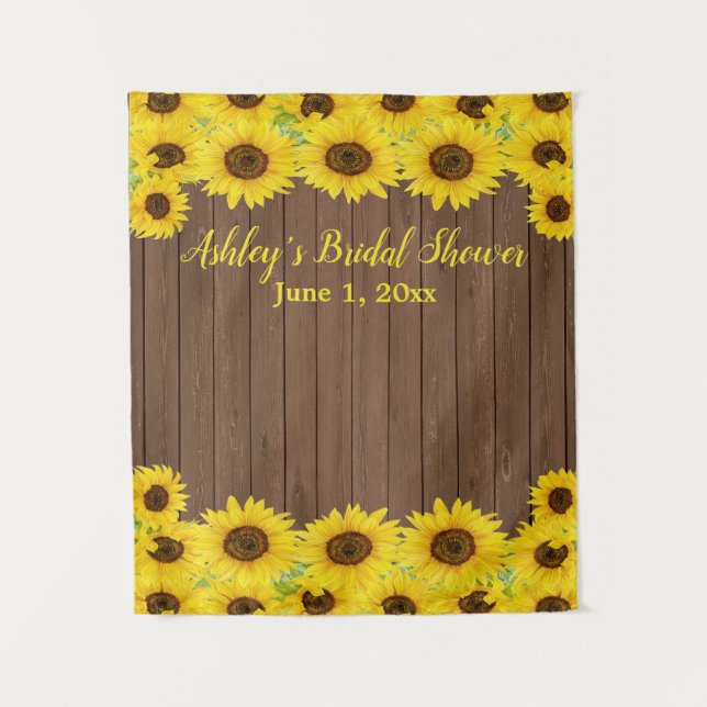 Sunflowers Bridal Shower Backdrop Wood Photo Booth (Front)