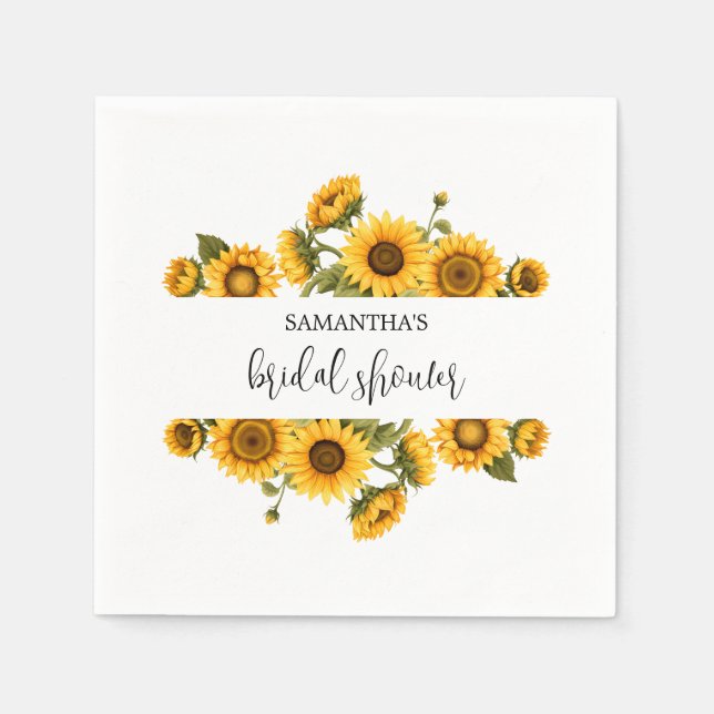 Sunflowers Bridal Shower bright Napkins (Front)